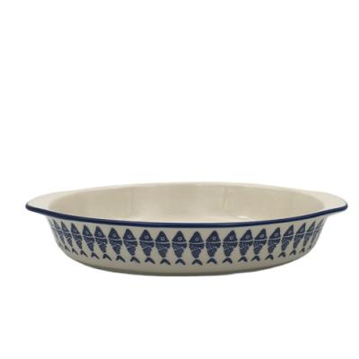 China Sustainable Top Selling Ceramic Refractory Pie Pan Oval Bakeware Dishes Dish for sale