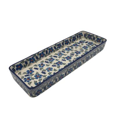 China Sustainable Ceramic Baking Dish Finland Pie Pan Rectangular Baking Dish for sale