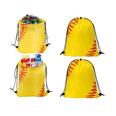 China Reusable Drawstring Backpack Baseball Sports Fitness Travel Storage Bag Party Gift Bag Drawstring Polyester for sale