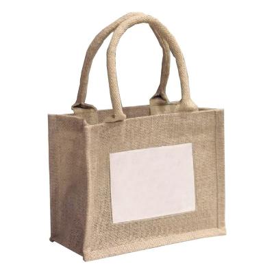 China Wholesale Reusable Environmentally Friendly Raw Canvas Foldable Handbag Grocery Bag Jute Handled Shopping Bag for sale