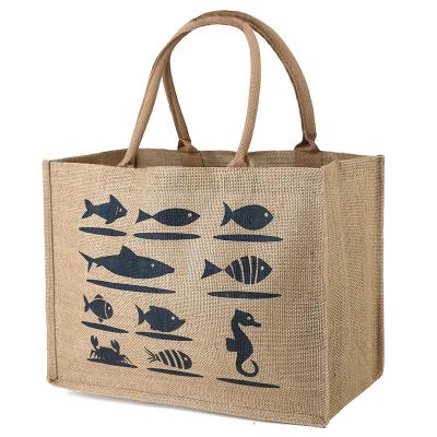 China Wholesale Custom Fashion Handbag Grocery Bag Jute Handled Reusable Canvas Shopping Bag With Logo for sale