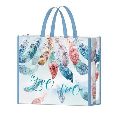 China High Quality Handled Logo Printing And Process PP Non Woven Bag Grocery Handbag Blue Non Woven Shopping Bag Large for sale