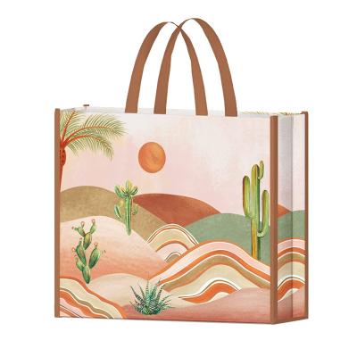 China Wholesale Pattern Large Landscape PP Handled Non Woven Polypropylene Tote Bag Suitable For Supermarket Grocery Gift Bags for sale