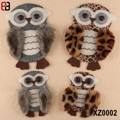 China best price 3D Apparel Embroidery Patches Chenile Owl Fur Patch Badge Custom Made for sale