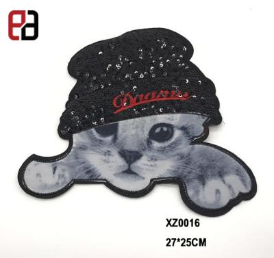 China embroidery printed patch Cat Sewing Applique 3D Kawaii kids shirt pattern for sale