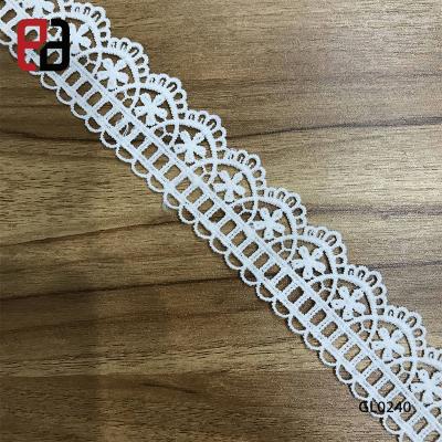 China Unique Water Soluble Vintage 3CM White Guipure Lace Trim For Sleeves Borders Decoration for sale