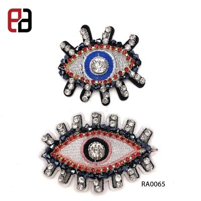 China 3D Rhinestone Eye Beaded Patch For Clothing Sewing On Beading Applique DIY for sale