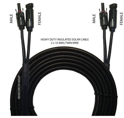 China 10000V PV Cable Twin Wire Solar Extension Cable with Female and Male Connectors, Solar Panel Cable Wire and Adapter for Home, Shop for sale