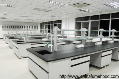 China Laboratory Furniture Wall Casework Bench With Full Steel Reagent Rack for sale