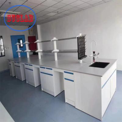 China Banco de laboratorio de química Fabricantes de muebles de laboratorio Reajentes de estanterías de acero laminado en frío Bancos de laboratorio con estante de vidrio ajustable en venta