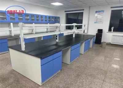 China Black Chemistry Lab Bench Laboratory Furniture Indonesia With Reagent Racks And 40*60*100mm Cold-rolled Steel Frame for sale