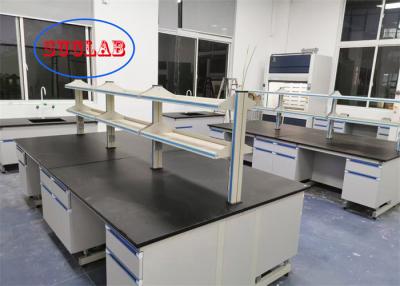 China Chemistry Lab Workbench Lab Workstation With Chemical Resistant Laminate And Fire Resistant Steel C Frame for sale