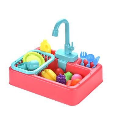 China Wholesale Electric Circulating Water Pretend Electric Mini Pretend Dishwasher With Running Kids Kitchen Play Toys Plastic Electronic Sink Hot Sale Function for sale