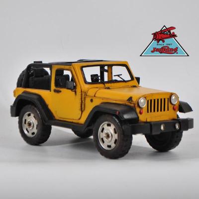 China Europe Metal Yellow Handmade Jeep Home Decor Model Birthday Gift for sale