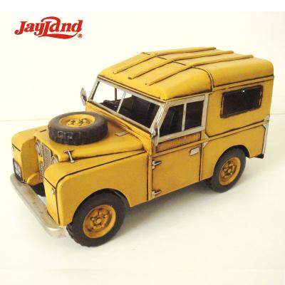 China Handmade Decoration Yellow Antique Jeep Birthday Gift Model Home Decor for sale