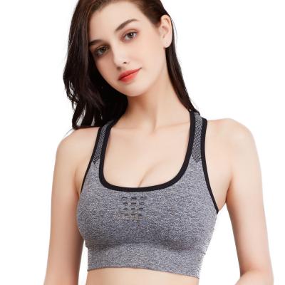 China Mesh Racerback High Impact Yoga Crop Tops Sports Bra Women Workout Wireless Seamless Breathable Gym Sports Bra for sale