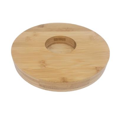 China Custom High Quality Bamboo Hookah Plant Plate Stand Round Bamboo Craft Base With Hole For Hookah Shisha for sale