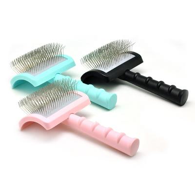 China Wholesale Professional Dogs Para mascotas105x173mm Dog Brush Curved Long Pin Dog Grooming Equipment Slicker Brush for sale