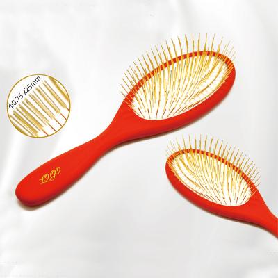 China cats & Dogs Baoli Customized Logo 25mm Coated Pin Brush Red Hard Pin Slicker Brush Dog Hair Grooming Brush for sale