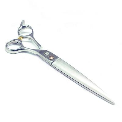 China Viable Professional China ATS314 Pet Chunker Dog Grooming Steel Hair Cutting Shears Pet Straight Curved Scissors for sale