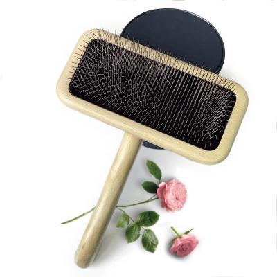 China Viable Groom Cleaning Slicker Brush Pin Grooming Wood Pet Brush ODM Sikat Hewan Peliharaan Pet Hair 120x178mm Baoli Large for sale