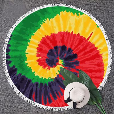 China Art Tie Dye Art Tie Dye Popular Comfy Sand Free Round Beach Towel BOTTOM Free Round Compressed Large Circle With Logo for sale