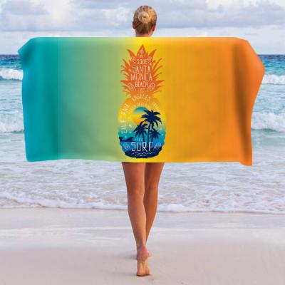 China Compressed Custom Personalized Logo OEM Printing Microfiber Traveling Beach Towel for sale