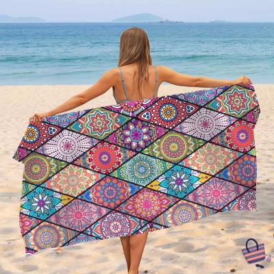 China QUICK DRY Have Printing Running Sand Australia Brand Beach Towel Microfiber Suede Free Square Beach Towel for sale