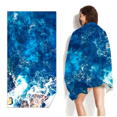 China Viable Have Stock Printing Sand Quick Dry Australia Brand Microfiber Suede Beach Towel Free Place Travel Towel for sale