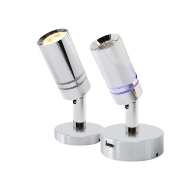 China RL02 IP43 Euro Style Aluminum Aluminum Dimmable Rechargeable RV Reading Light Marine Yacht With USB Charger for sale