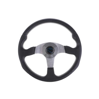 China 3 Spoke Steering Wheel BZFX-A01 340mm Non Directional PU Foam Cover Aluminum Alloy Steering Wheel For Marine Yacht Vessels for sale