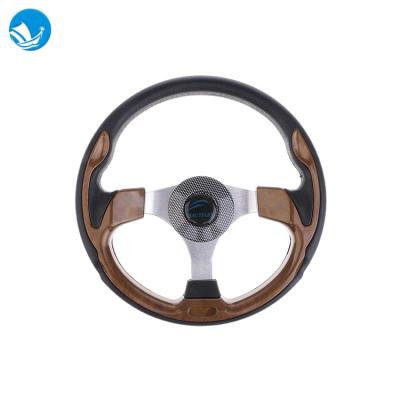 China 3 Spoke Non Directional Steering Wheel Marine Grade 3 Spokes 320mm Brown Yacht Steering Wheel For Boat BZFX-A11X for sale