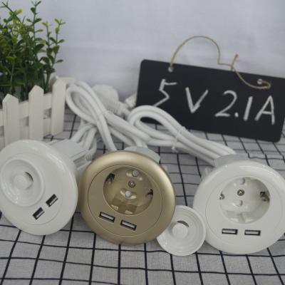 China Residential / Multi-Purpose Power Strip with 3 AC Outlets 1 USB Charging Port Stations and 4 Ft Long Tie Down AC Cable with Euro kc Plug for sale