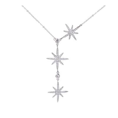 China High Quality Fashion Hexagram Pendant Jewelry S925 Sterling Silver North Star Pendant Clavicle Chain Necklaces for sale