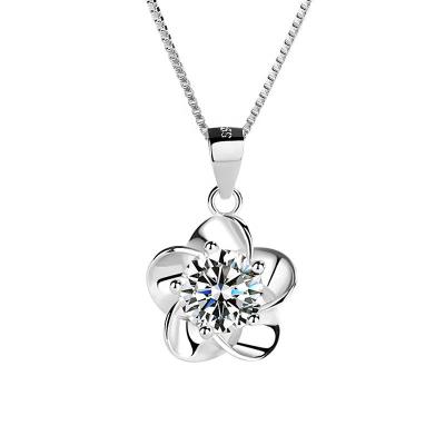 China High Quality 925 Sterling Silver Flower Shaped Jewelry Pendant Necklaces For Girlfriend Gift for sale