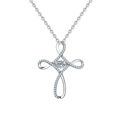 China Nickel Free Customized 925 Sterling Silver Women Dancing Infinity Stone Cross Jewelry Pendant Necklace for sale