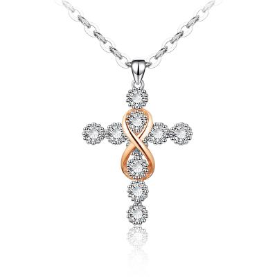 China Fashion Women Jewelry Gold Plated Diamond Stone Figure 8 Cross Sterling Silver Pendant Necklace for sale