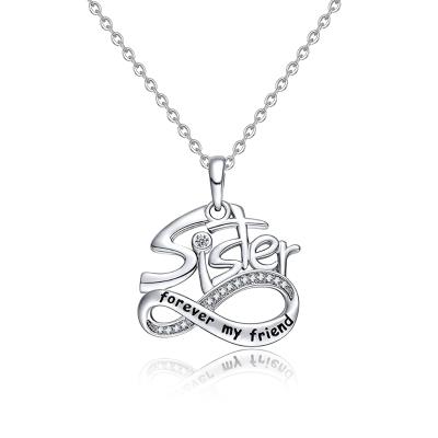 China Personalized Nickel Free 925 Sterling Silver Forever My Friend Charms Sister Pendant Necklace for sale