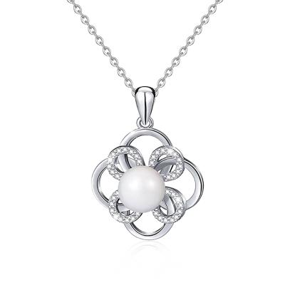 China Freshwater Women Jewelry 925 Sterling Silver Shiny Flower Pearl Necklace Nickel Free for sale