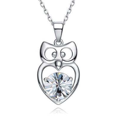 China High Quality Factory Price Lucky Animal S925 Sterling Silver Owl Necklace With Zircon for sale