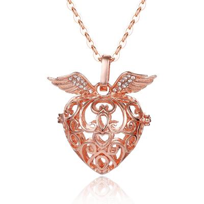 China FASHIONABLE Pure Copper Love Heart Wing Cage Aromatherapy Jewelry Set for sale