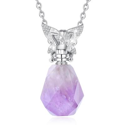 China Custom Initial Gemstone Crystal Aromatherapy Jewelry Necklace Heart Beauty Pendants for sale