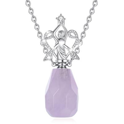 China Natural Aromatherapy Chain Jewelry Heart Crystal Healing Essential Oil Diffuser Pendant Necklace for sale