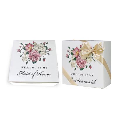 China Handmade gift box with lid and ribbon is suitable for personalized bridesmaid wedding for sale