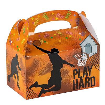 China Recyclable Candy Cake Dessert Snack Party Basketball Dip Pattern Gift Box With Handle for sale