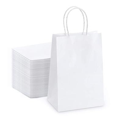 China Recyclable Kraft Paper Bag With Handle White Gift Bag Small Macaroni Pastry for sale