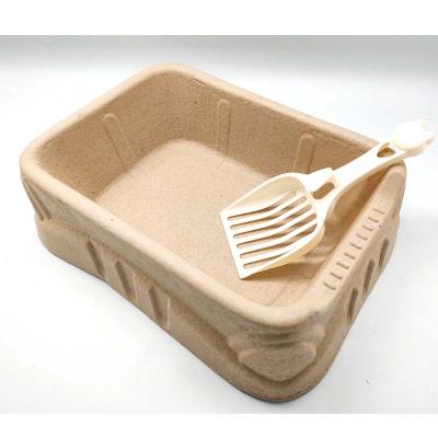 China Hot Selling Sustainable Biodegradable Recycle Disposable Rectangle Paper Pulp Cat Litter Tray Box for sale