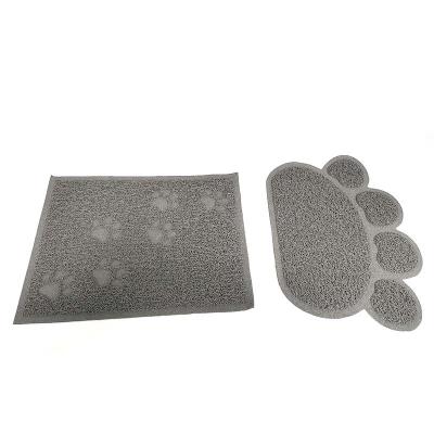 China Amazon Best Selling Viable Slip Anti Trapping Waterproof Pet Cat Litter Mat Paw Pattern Cat Litter Mat PVC Pet Mat for sale