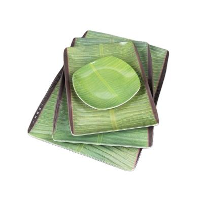 China Factory direct sale melamine disposable tableware set 10 inch 12 inch 14 inch round square banana leaf dish for sale