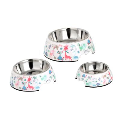 China Automatic Wholesale Pet Food Bowl Stainless Steel Dog Bowl Animal Melamine Combination for sale